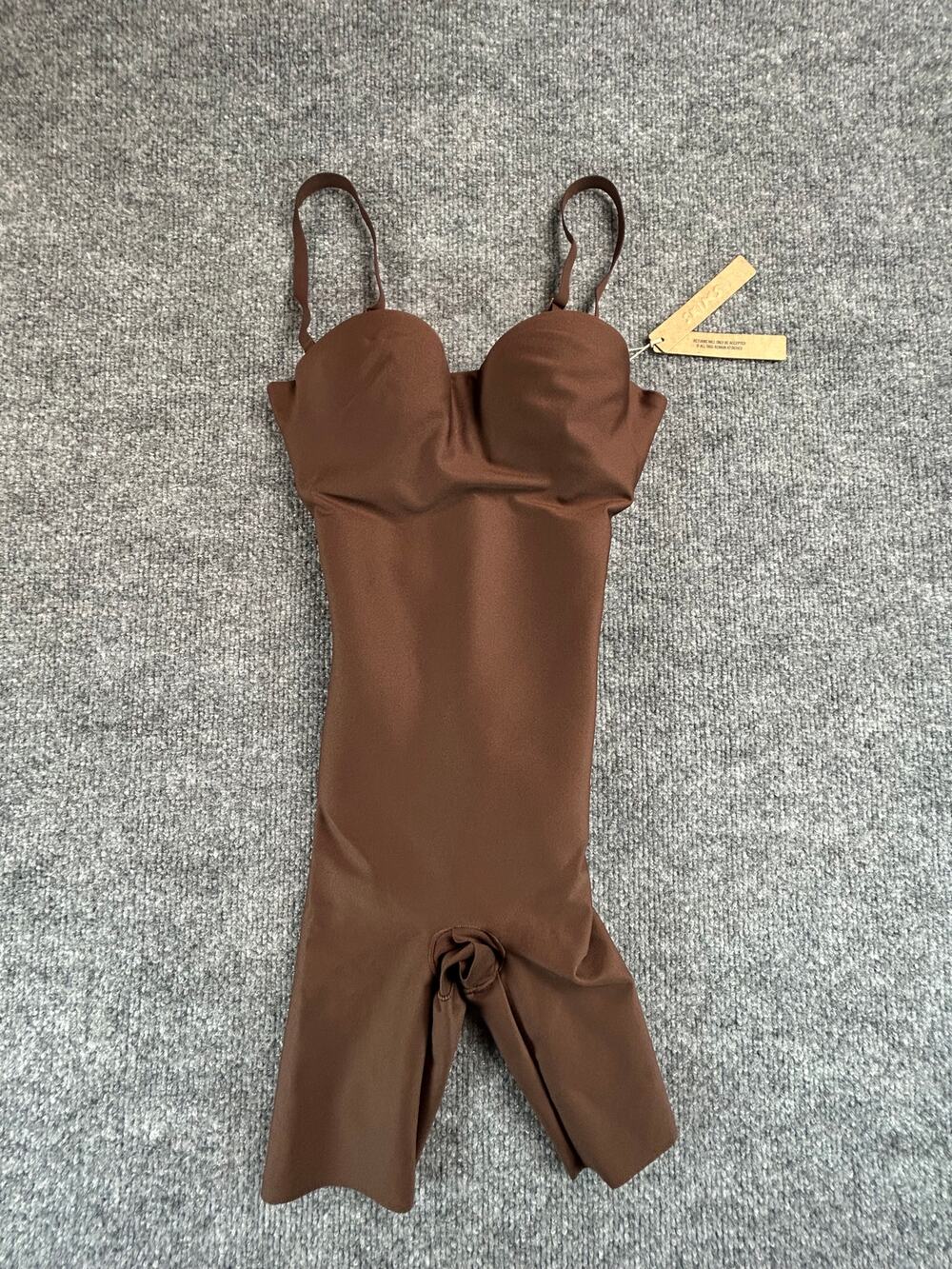 NWT SKIMS Body Mid-Thigh Bodysuit Cocoa XXS Shapewear Sculpting Open Gusset